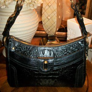 Brahmin Black Croc Shoulder Handbag Purse Beautiful Bag